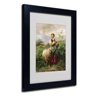Johann Hofner 'The Shepherdess 1866' White Matte, Black Wood Framed Wall Art