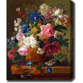 Paulus Theodorus van Brussel 'Flowers in a Vase' Oil on Canvas Art