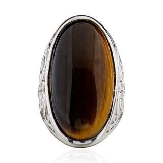 Sterling Silver Oval Tiger Eye Ring (China)