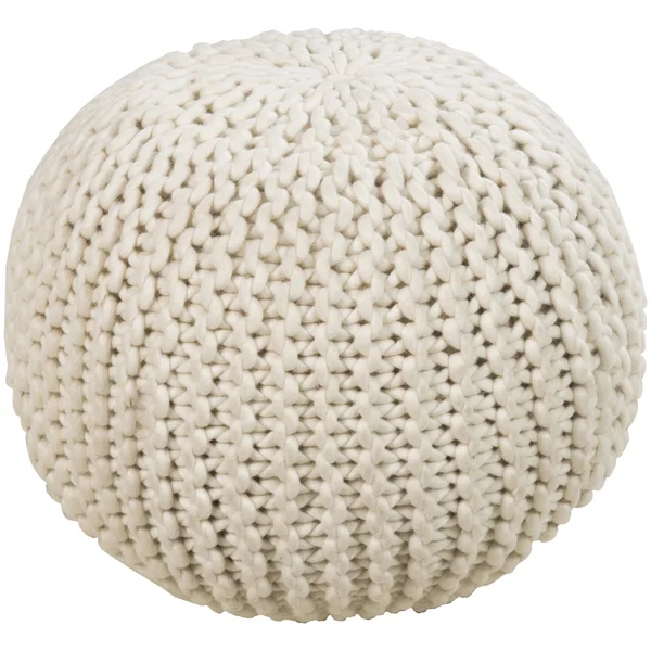 Solid Daly Round Wool 18-inch Pouf