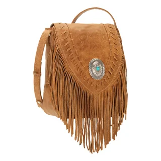 American West Seminole Tan Fringe Crossbody Bag