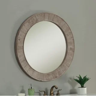 Rustic Style 35 inch Round Wall Mirror