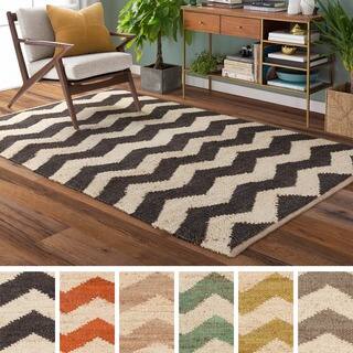 Hand-Woven Romsey Chevron Reversible Jute Area Rug (8' x 10') (2 options available)