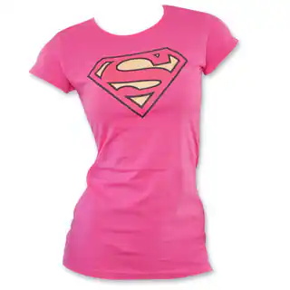 Women's Superman Logo Pink Shirt