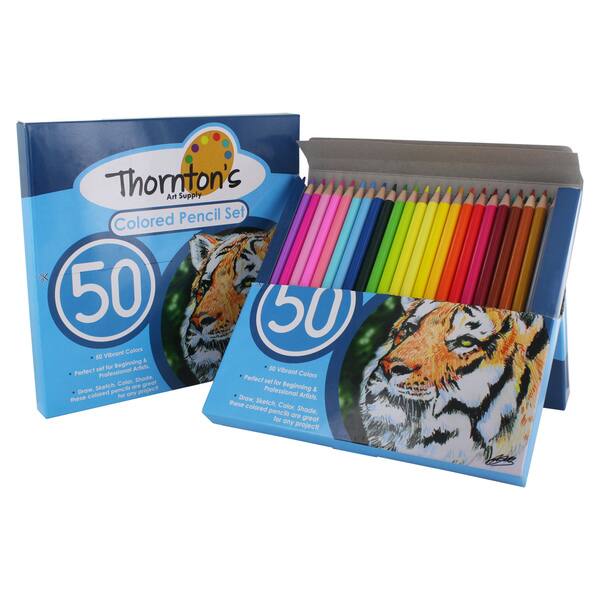 Thornton's Art Supply 50 Piece Colored Pencil Artist Drawing Set. Opens flyout.
