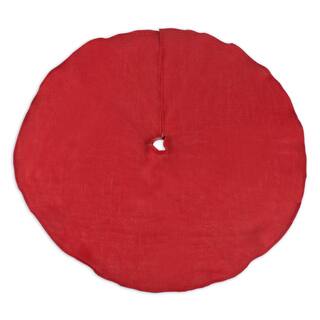 Burlap Red 53-inch Round Hemmed Tree Skirt