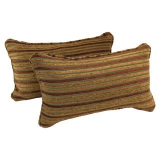 Blazing Needles Corded Autumn Stripes Jacquard Chenille Rectangular Throw Pillows (Set of 2)