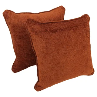 Blazing Needles 18-inch Corded Golden Auburn Damask Jacquard Chenille Throw Pillows (Set of 2)