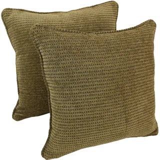 Blazing Needles 18-inch Corded Gingham Brown Jacquard Chenille Throw Pillows (Set of 2)