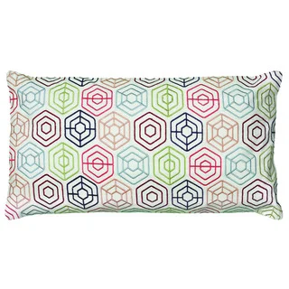 Rizzy Home White And Multicolor Rectangle Pillow Cover