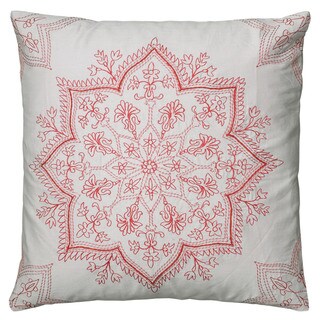 Rizzy Home Light Khaki And Coral Square Pillow Cover