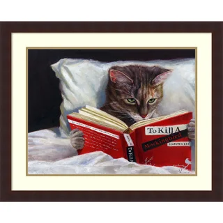 Framed Art Print 'Late Night Thriller (Cat)' by Lucia Heffernan 31 x 25-inch