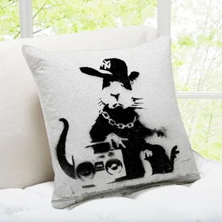 Banksy Art 'Gangsta Rat' London Throw Pillow