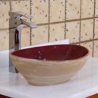 Elite 1563 Oval Ruby Glaze Porcelain Ceramic Bathroom Vessel Sink