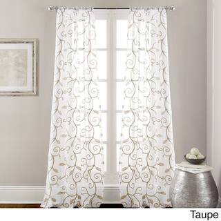 Leaf Swirl Embroidered Curtain Panel Pair