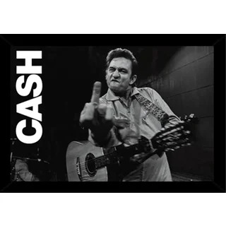 Johnny Cash San Quentin Finger Poster (24-inch x 36-inch) with Contemporary Poster Frame
