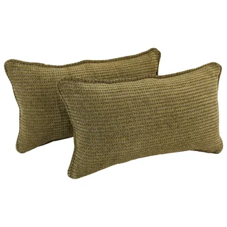 Blazing Needles Corded Gingham Brown Jacquard Chenille Rectangular Throw Pillows (Set of 2)
