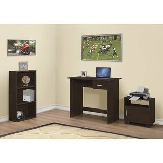 3-piece Cappuccino Computer Desk with Bookcase and Cart