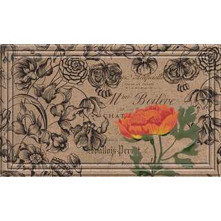 Indoor/Outdoor Vintage Floral Peony Doormat (18x30)
