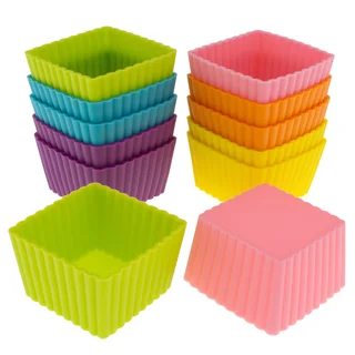 Freshware 12-pack Silicone Mini Square Reusable Cupcake and Muffin Baking Cup