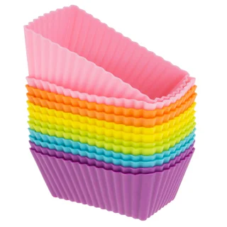 Freshware 12-pack Silicone Mini Rectangle Reusable Cupcake and Muffin Baking Cup