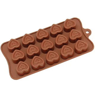 Freshware 15-cavity Silicone Valentine Double Heart Chocolate, Candy and Gummy Mold