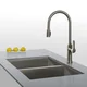 KRAUS Nola Single-Handle Kitchen Faucet with Concealed Pull Down Dual-Function Sprayer in Stainless Steel