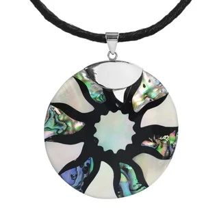 Abalone inlaid Disc.925 Sterling Silver Silk Necklace (Thailand)