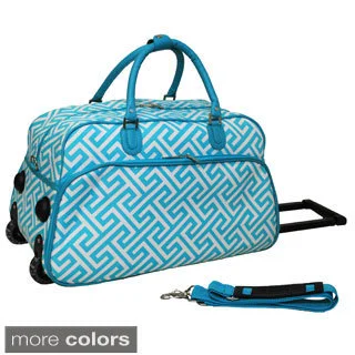 World Traveler Greek Key 21-inch Carry-on Rolling Duffle Bag