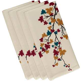 Teal Polyester 19x19 Maple Hues Floral Print Napkin