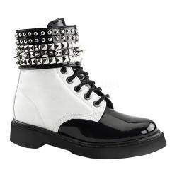 Women's Demonia Rival 106 Boot White Vegan Leather/Black Patent