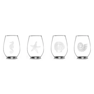 Coastal Stemless Coastal Wine Glasses (Set of 4)