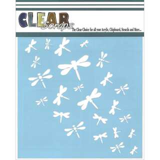 Clear Scraps Stencils 6inX6inDragonfly Wall