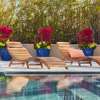Lahaina Outdoor Acacia Wood Chaise Lounge by Christopher Knight Home (Set of 2)