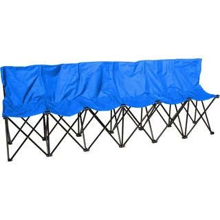 Portable 6-seat Sports Bench with Back Sits 6 People (Blue)