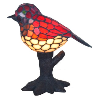 River of Goods 10-inch Tiffany Style Stained Glass Song Bird Accent Lamp