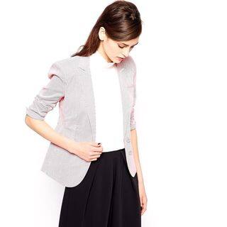 French Connection Joany Red And White Striped Cotton Blazer