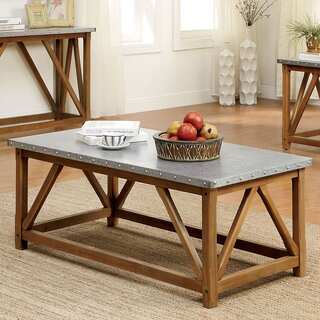 Furniture of America Loren Industrial Style Iron Top Coffee Table
