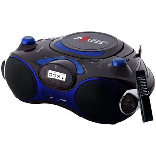 Axxess PB2704 Blue Portable Boombox MP3/CD Player with AM/FM Radio/ USB/ SD/ MMC/ AUX Inputs