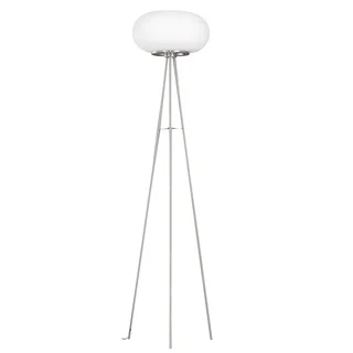 Eglo Optica 2 x 60-watt Floor Lamp with matte Nickel Finish and Opal Frosted Glass