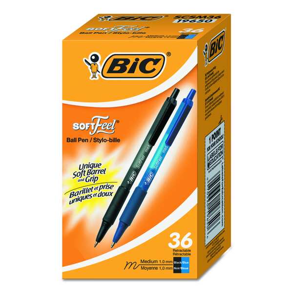 BIC Soft Feel Black/Blue Ballpoint Retractable Pen (Pack of 36)