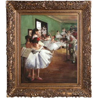 Edgar Degas 'The Dance Class' Hand Painted Framed Canvas Art