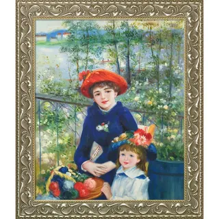 Pierre-Auguste Renoir 'Two Sisters' (On the Terrace), 1881 Hand Painted Framed Canvas Art