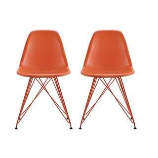 DHP Mid Century Modern Molded Orange Chair with Colored Leg (Set of 2)