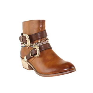 Olivia Miller 'Greenwich' Multi Buckle Chain Ankle Boots