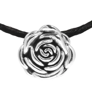 Beloved Shiny Rose .925 Sterling Silver Silk Necklace (Thailand)