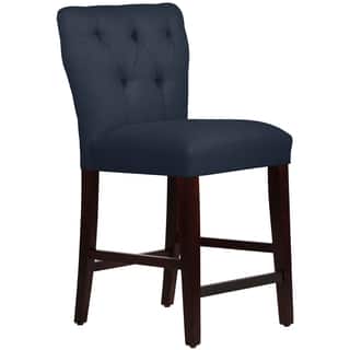 Skyline Furniture Tufted Hourglass Counter Stool in Linen Navy