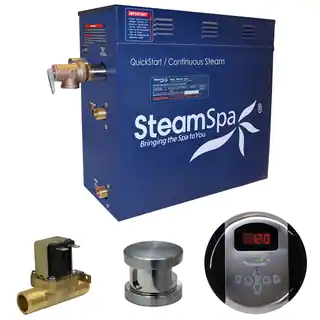 SteamSpa Oasis 9 KW QuickStart Steam Bath Generator Package with Built-in Auto Drain in Brushed Nickel