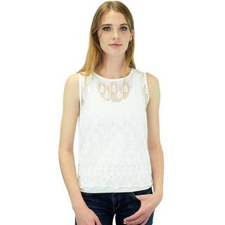 Relished Women's Contemporary JOA Ivory Water Droplets Embroidered Top