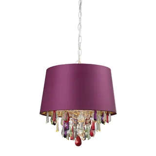 Sterling Purple Drum Pendant-light With Crystal Drops